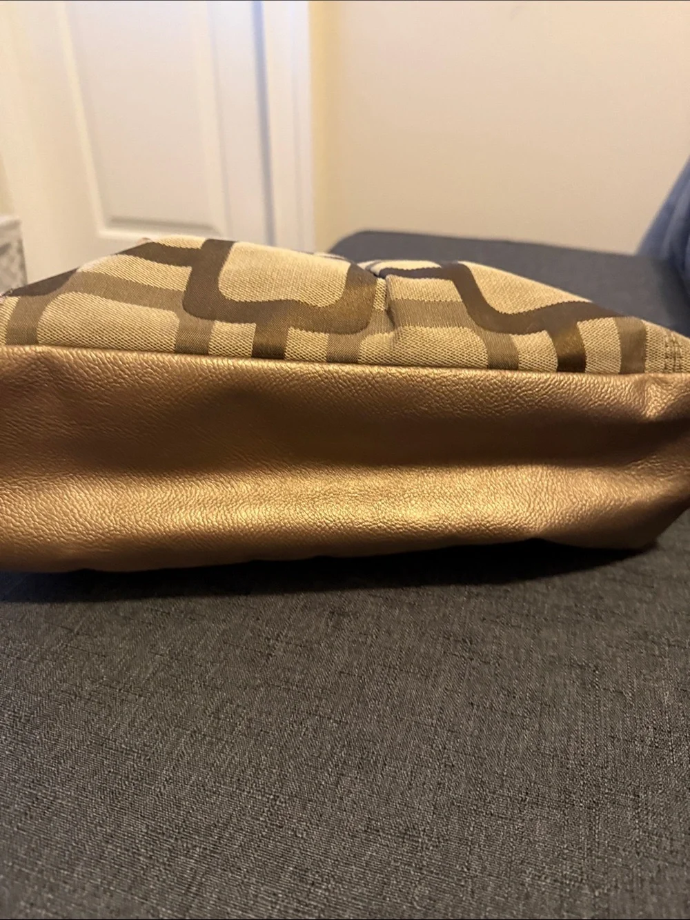 Nine West Beige and Brown Geometric Satchel
